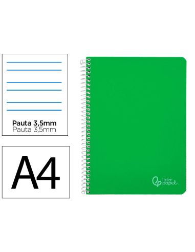 Cuaderno Espiral Liderpapel A4 Witty Tapa Dura 80H 90Gr Pauta 3,5Mm Con Margen Color Verde