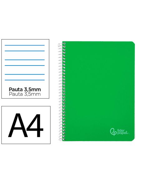 Cuaderno Espiral Liderpapel A4 Witty Tapa Dura 80H 90Gr Pauta 3,5Mm Con Margen Color Verde