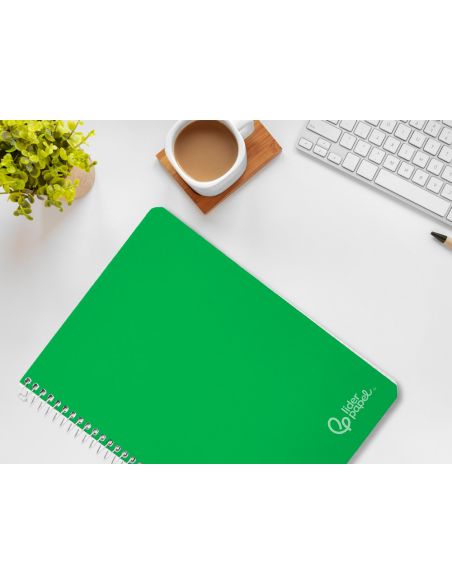 Cuaderno Espiral Liderpapel A4 Witty Tapa Dura 80H 90Gr Pauta 3,5Mm Con Margen Color Verde