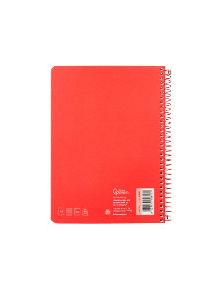 Cuaderno Espiral Liderpapel A5 Witty Tapa Dura 80H 90Gr Cuadro 4Mm Con Margen Color Rojo