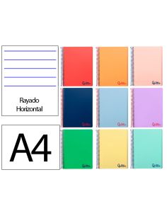Cuaderno Espiral Liderpapel A4 Micro Wonder Tapa Plastico 120H 90Gr Horizontal 5 Bandas 4 Taladros Colores