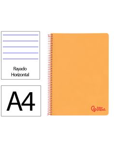 Cuaderno Espiral Liderpapel A4 Wonder Tapa Plastico 80H 90Gr Rayado Horizontal Con Margen Color Naranja