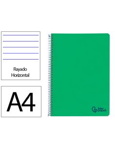 Cuaderno Espiral Liderpapel A4 Wonder Tapa Plastico 80H 90Gr Rayado Horizontal Con Margen Color Verde Oscuro