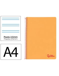 Cuaderno Espiral Liderpapel A4 Wonder Tapa Plastico 80H 90Gr Pauta Estrecha 2,5Mm Con Margen Color Naranja