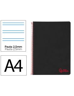 Cuaderno Espiral Liderpapel A4 Wonder Tapa Plastico 80H 90Gr Pauta Estrecha 2,5Mm Con Margen Color Negro