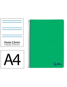 Cuaderno Espiral Liderpapel A4 Wonder Tapa Plastico 80H 90Gr Pauta Estrecha 2,5Mm Con Margen Color Verde Oscuro