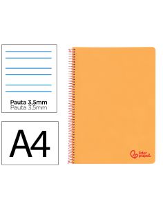 Cuaderno Espiral Liderpapel A4 Wonder Tapa Plastico 80H 90Gr Pauta Ancha 3,5Mm Con Margen Color Naranja