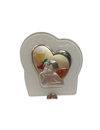 Repie Cristal Humo Murano Plateado 8,5X9Cm Angel Comunion|Libreriasalesiana