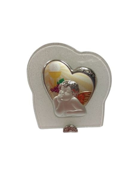 Repie Cristal Humo Murano Plateado 8,5X9Cm Angel Comunion|Libreriasalesiana