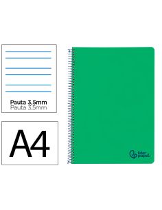 Cuaderno Espiral Liderpapel A4 Wonder Tapa Plastico 80H 90Gr Pauta Ancha 3,5Mm Con Margen Color Verde Oscuro