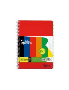 Cuaderno Espiral Liderpapel A4 Wonder Tapa Plastica 80H 90Gr Cuadro 4Mm Con Margen Pack 5+1 Colores Surtidos 2
