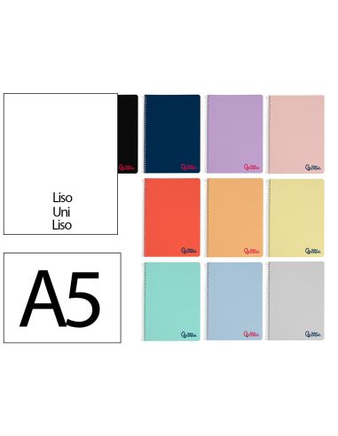 Cuaderno Espiral Liderpapel A5 Wonder Tapa Plastico 80H 90Gr Liso Colores Surtidos
