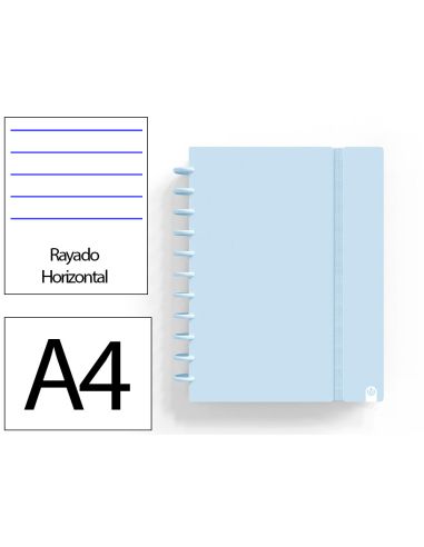 Cuaderno Ingeniox Foam A4 80H Rayado Horizontal Azul Pastel