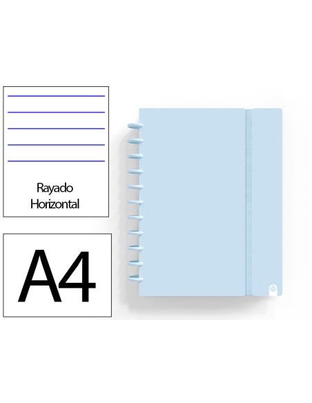 Cuaderno Ingeniox Foam A4 80H Rayado Horizontal Azul Pastel