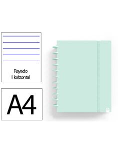 Cuaderno Ingeniox Foam A4 80H Rayado Horizontal Menta Pastel