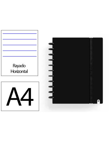 Cuaderno Ingeniox Foam A4 80H Rayado Horizontal Negro