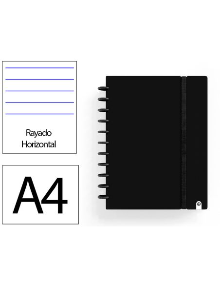 Cuaderno Ingeniox Foam A4 80H Rayado Horizontal Negro