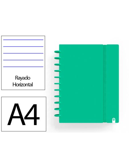 Cuaderno Ingeniox Foam A4 80H Rayado Horizontal Verde