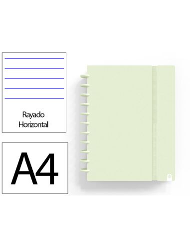 Cuaderno Ingeniox Foam A4 80H Rayado Horizontal Verde Pastel