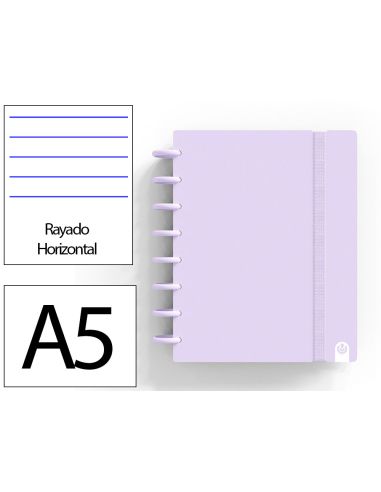 Cuaderno Ingeniox Foam A5 80H Rayado Horizontal Malva Pastel