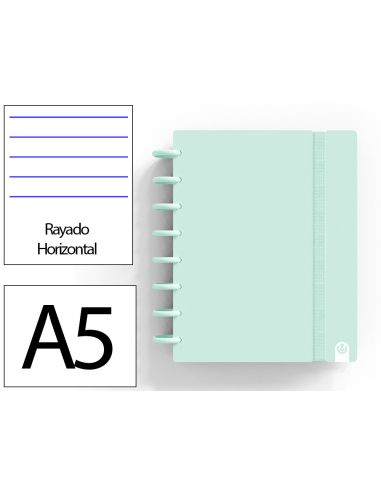 Cuaderno Ingeniox Foam A5 80H Rayado Horizontal Menta Pastel