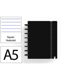 Cuaderno Ingeniox Foam A5 80H Rayado Horizontal Negro