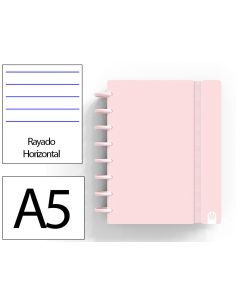 Cuaderno Ingeniox Foam A5 80H Rayado Horizontal Rosa Pastel