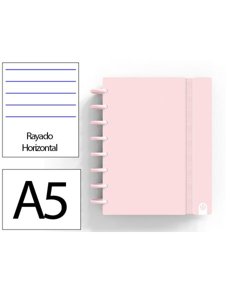Cuaderno Ingeniox Foam A5 80H Rayado Horizontal Rosa Pastel