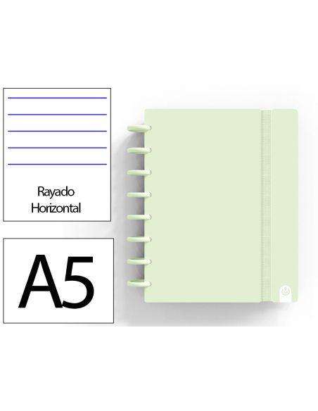 Cuaderno Ingeniox Foam A5 80H Rayado Horizontal Verde Pastel