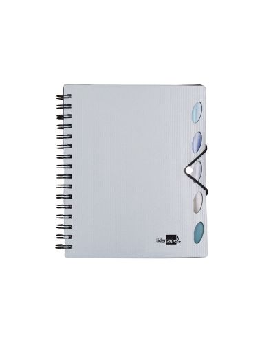 Cuaderno Espiral Liderpapel A4 Micro Executive Tapa Plastico 100H 80Gr Cuadro 5Mm 5 Sep Aradores Con Gomilla Plata