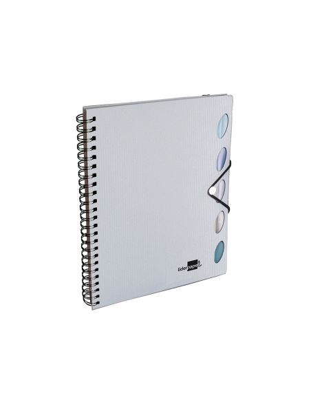 Cuaderno Espiral Liderpapel A4 Micro Executive Tapa Plastico 100H 80Gr Cuadro 5Mm 5 Sep Aradores Con Gomilla Plata