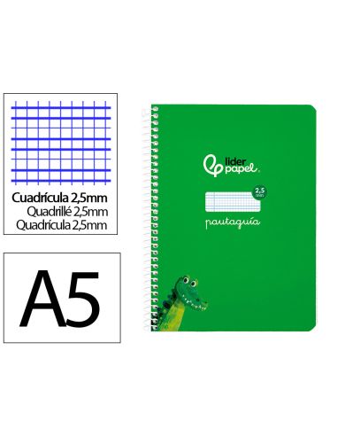 Cuaderno Espiral Liderpapel A5 Pautaguia Tapa Blanda 40H 75Gr Cuadro Pautado 2,5Mm Color Verde