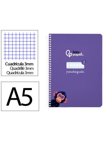 Cuaderno Espiral Liderpapel A5 Pautaguia Tapa Blanda 40H 75Gr Cuadro Pautado 3Mm Color Lila