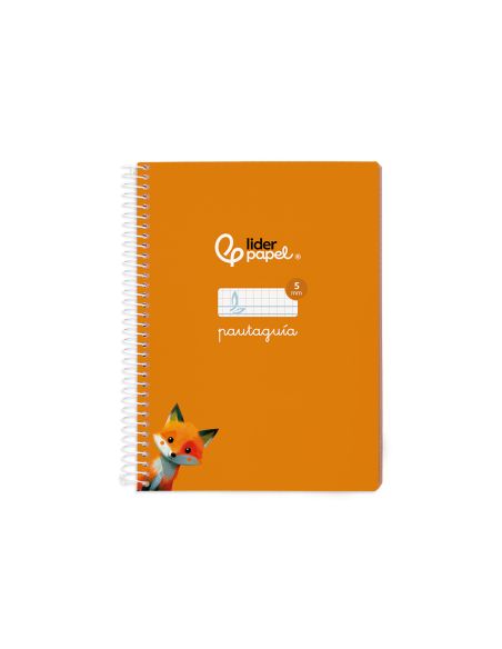 Cuaderno Espiral Liderpapel A5 Pautaguia Tapa Blanda 40H 75Gr Cuadro Pautado 5Mm Color Naranja