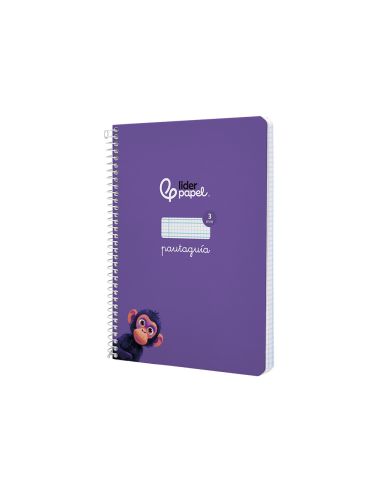 Cuaderno Espiral Liderpapel A5 Pautaguia Tapa Dura 80H 90Gr Cuadro Pautado 3Mm Color Lila