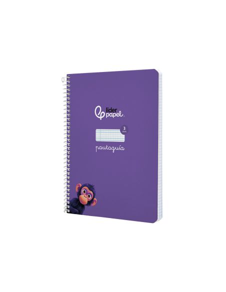 Cuaderno Espiral Liderpapel A5 Pautaguia Tapa Dura 80H 90Gr Cuadro Pautado 3Mm Color Lila