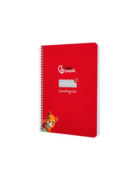 Cuaderno Espiral Liderpapel A5 Pautaguia Tapa Dura 80H 90Gr Cuadro Pautado 3Mm Color Rojo