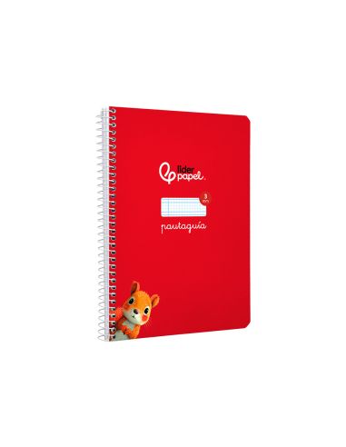Cuaderno Espiral Liderpapel A5 Pautaguia Tapa Dura 80H 90Gr Cuadro Pautado 3Mm Color Rojo