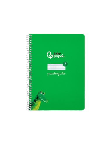 Cuaderno Espiral Liderpapel A5 Pautaguia Tapa Dura 80H 90 Gr Cuadro Pautado 3Mm Color Verde