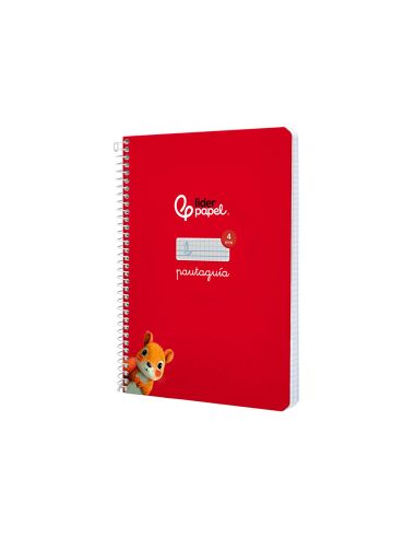 Cuaderno Espiral Liderpapel A5 Pautaguia Tapa Dura 80H 90Gr Cuadro Pautado 4Mm Color Rojo