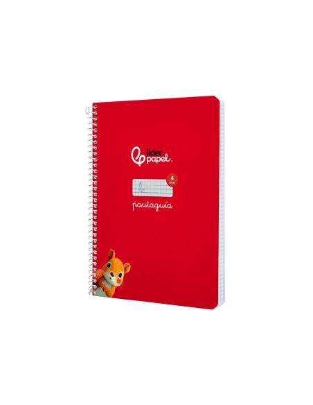 Cuaderno Espiral Liderpapel A5 Pautaguia Tapa Dura 80H 90Gr Cuadro Pautado 4Mm Color Rojo