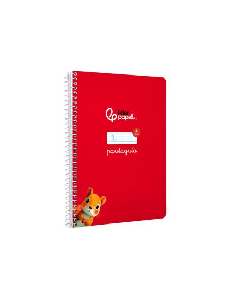 Cuaderno Espiral Liderpapel A5 Pautaguia Tapa Dura 80H 90Gr Cuadro Pautado 4Mm Color Rojo