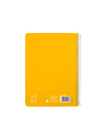 Cuaderno Espiral Liderpapel A5 Pautaguia Tapa Dura 80H 90 Gr Cuadro Pautado 5Mm Color Amarillo