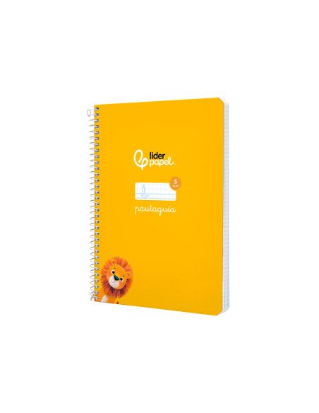 Cuaderno Espiral Liderpapel A5 Pautaguia Tapa Dura 80H 90 Gr Cuadro Pautado 5Mm Color Amarillo