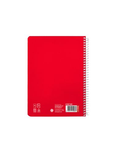 Cuaderno Espiral Liderpapel A5 Pautaguia Tapa Dura 80H 90 Gr Cuadro Pautado 5Mm Color Rojo