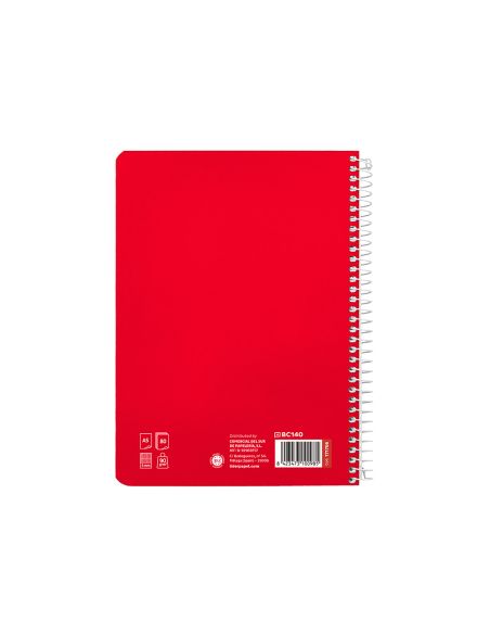 Cuaderno Espiral Liderpapel A5 Pautaguia Tapa Dura 80H 90 Gr Cuadro Pautado 5Mm Color Rojo