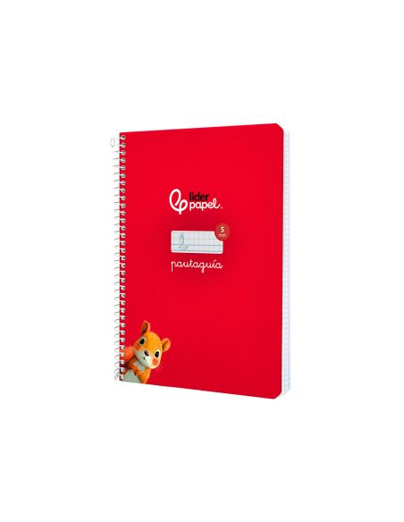 Cuaderno Espiral Liderpapel A5 Pautaguia Tapa Dura 80H 90 Gr Cuadro Pautado 5Mm Color Rojo
