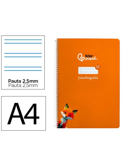 Cuaderno Espiral Liderpapel A4 Pautaguia Tapa Blanda 80H 75Gr Cuadro Pautado 2,5Mm Color Naranja