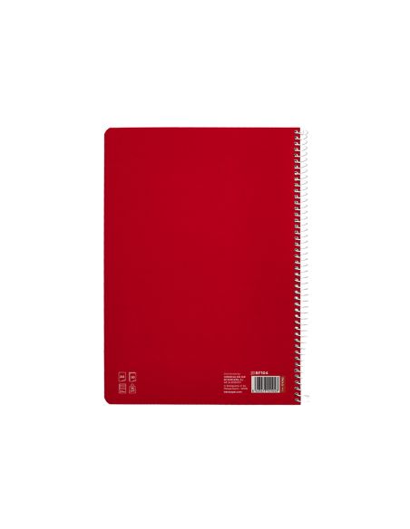 Cuaderno Espiral Liderpapel A4 Pautaguia Tapa Blanda 80H 75Gr Cuadro Pautado 2,5Mm Color Rojo
