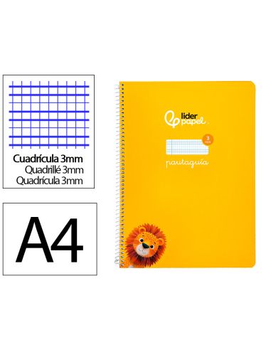 Cuaderno Espiral Liderpapel A4 Pautaguia Tapa Blanda 80H 75Gr Cuadro Pautado 3Mm Color Amarillo